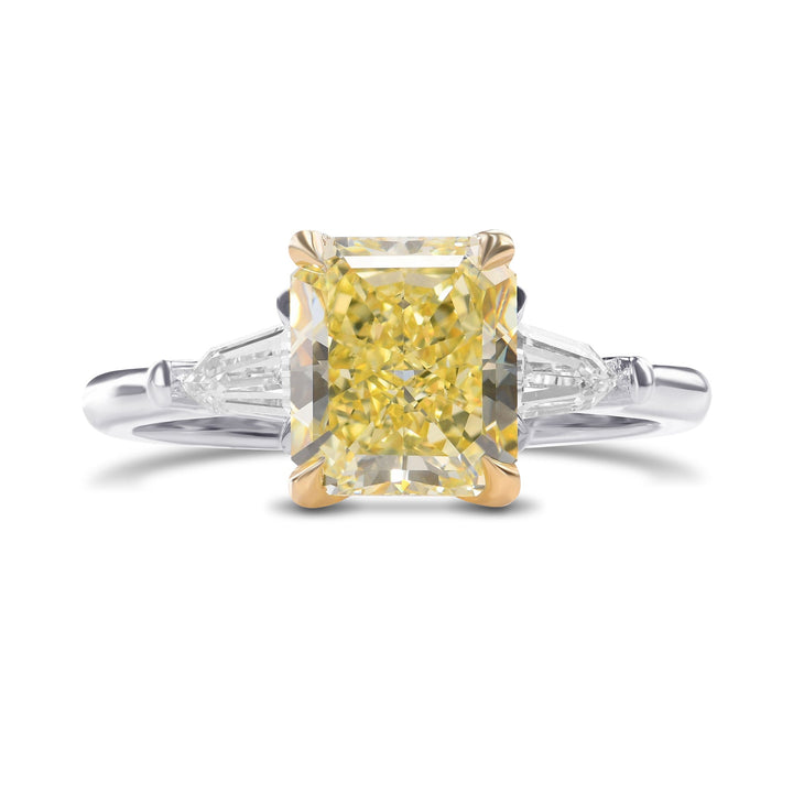 Leibish Fancy Yellow Radiant Three-stone Diamond Ring
