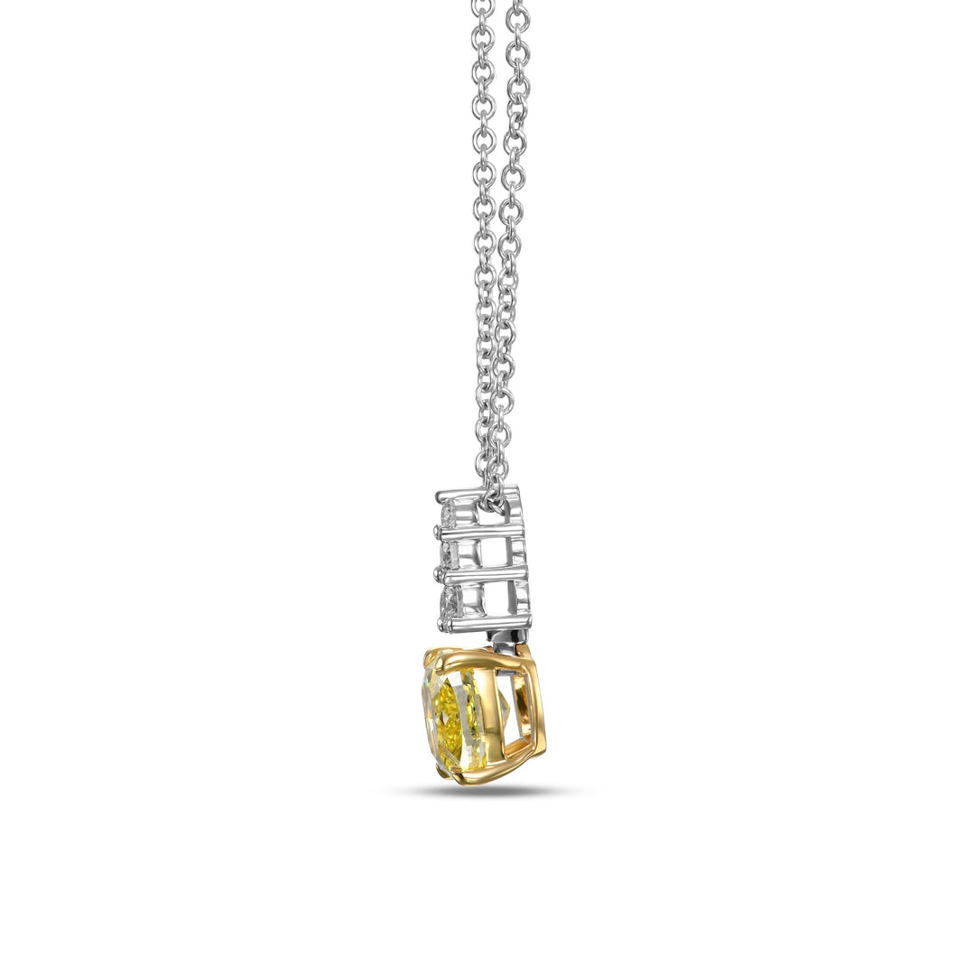 Leibish Fancy Intense Yellow and White Diamond Drop Pendant