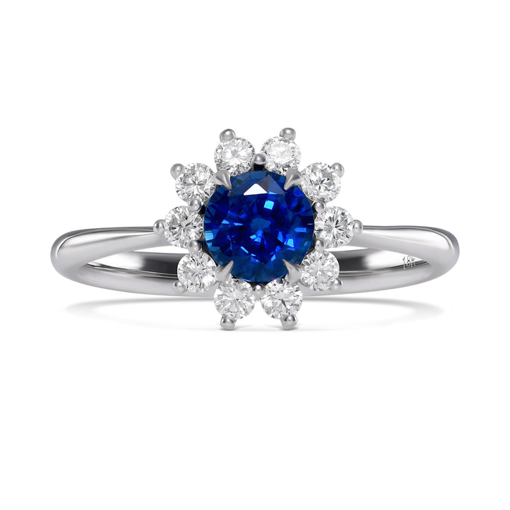 Leibish Round Blue Sapphire &amp; Diamond Halo Ring